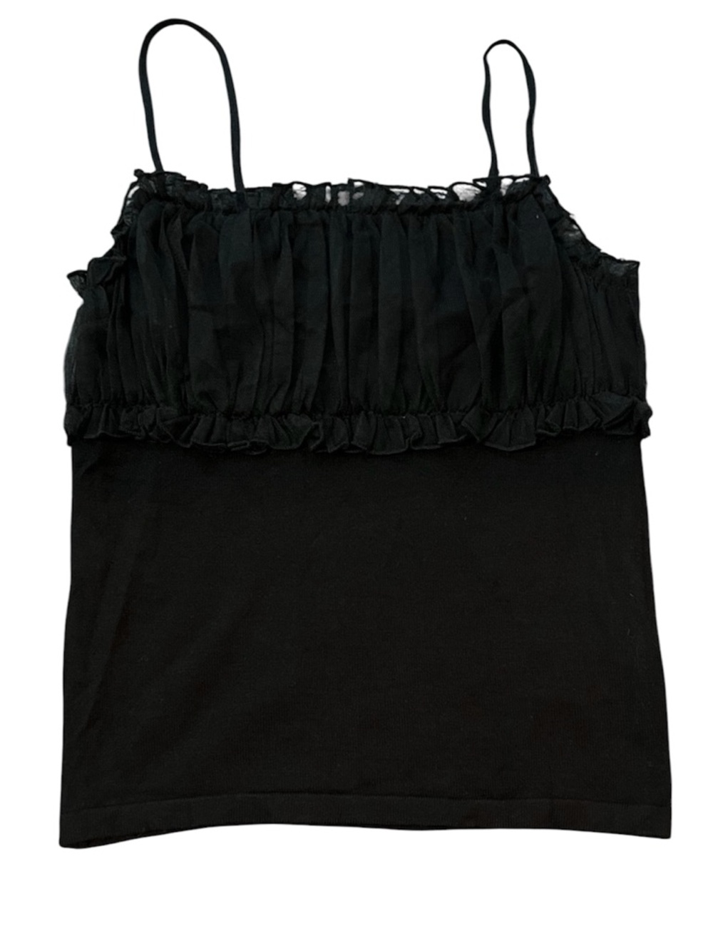 Cider Black Ruffle Chiffon Camisole size s